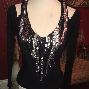 Beautiful cold shoulder sequin top